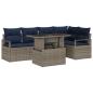 Preview: Gartensofa-set mit Kissen 6 pcs Grau und Marineblau Poly-Rattan