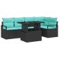 Preview: Garten-Sofa-Set mit Kissen 6 pcs Schwarz und Blau Poly-Rattan