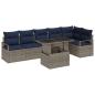 Preview: Gartensofa-set mit Kissen 7 pcs Grau und Marineblau Poly-Rattan