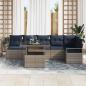 Preview: Gartensofa-set mit Kissen 7 pcs Grau und Marineblau Poly-Rattan