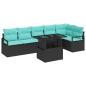 Preview: Gartensofa-set mit Speicher 7 pcs Schwarz und Blau Poly-Rattan