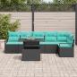 Preview: Gartensofa-set mit Speicher 7 pcs Schwarz und Blau Poly-Rattan