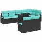 Preview: Gartensofa-set mit Speicher 9 pcs Schwarz und Blau Poly-Rattan