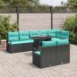 Preview: Gartensofa-set mit Speicher 9 pcs Schwarz und Blau Poly-Rattan