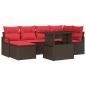Preview: Gartensofa-set mit Speicher 7 pcs Braun und Rot Poly Rattan