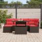 Preview: Gartensofa-set mit Speicher 7 pcs Braun und Rot Poly Rattan