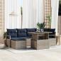 Preview: ARDEBO.de - Gartensofa-set 7 pcs Grau und Marineblau Poly Rattan