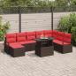Preview: ARDEBO.de - Garten-Sofa-Set mit Kissen 9 pcs Braun und Rot Poly-Rattan
