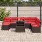 Preview: Garten-Sofa-Set mit Kissen 9 pcs Braun und Rot Poly-Rattan