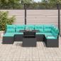 Preview: Gartensofa-set 9 stk. Schwarz und Blau Poly-Rattan
