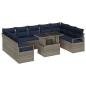 Preview: Gartensofa-set 10 pcs Grau und Marineblau Poly Rattan