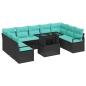 Preview: Gartensofa-set mit Speicher 10 pcs Schwarz und Blau Poly Rattan