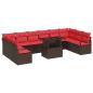 Preview: Gartensofa-set 11 Stk. 10-Sitzanzahl Braun und Rot Poly-Rattan