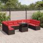 Preview: Gartensofa-set 11 Stk. 10-Sitzanzahl Braun und Rot Poly-Rattan