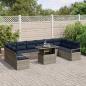 Preview: Garten-Sofa-Set 11 pcs Grau und Marineblau Poly-Rattan
