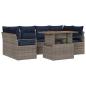 Preview: Garten-Sofa-Set mit Kissen 7 pcs Grau und Marineblau