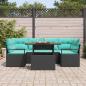 Preview: Garten-Sofa-Set mit Kissen 7 pcs Schwarz und blau