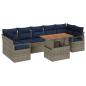 Preview: Gartensofa-set 8 stk. 7-Sitzanzahl Grau und Marineblau
