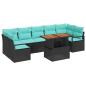 Preview: Gartensofa-set 8 stk. 7-Sitzanzahl Schwarz und Türkis