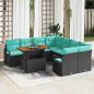 Preview: ARDEBO.de - Gartensofa-set 9 Stk. 8-Sitzanzahl Schwarz und Türkis