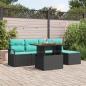 Preview: ARDEBO.de - Gartensofa-set 6 stk. Schwarz und Türkis