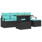 Preview: Gartensofa-set 6 stk. Schwarz und Türkis
