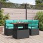 Preview: ARDEBO.de - Garten Essgruppe mit Kissen 5 pcs Schwarz und Teal