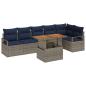 Preview: Gartensofa-set 7 stk. 6-Sitzanzahl Grau und Marineblau