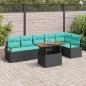 Preview: ARDEBO.de - Gartensofa-set 7 stk. 6-Sitzanzahl Schwarz und Türkis