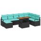 Preview: Garten Essgruppe mit Kissen 9 pcs Schwarz und Teal