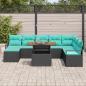 Preview: Garten Essgruppe mit Kissen 9 pcs Schwarz und Teal