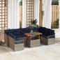 Preview: ARDEBO.de - Gartensofa-set 10 stk. 9-Sitzanzahl Grau und Marineblau
