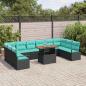 Preview: Gartensofa-set 11 stk. 10-Sitzanzahl Schwarz und Türkis