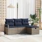 Preview: ARDEBO.de - Sofa Set mit Kissen 4 pcs Grau und Marineblau Poly-Rattan