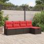 Preview: ARDEBO.de - Sofa Set 5 Stk. Braun und Rot Poly-Rattan