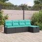 Preview: ARDEBO.de - Sofa Set 5 Stk. 5-Sitzanzahl Schwarz und Türkis Poly-Rattan