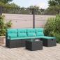 Preview: ARDEBO.de - Sofa Set 6 Stk. 5-Sitzanzahl Schwarz und Türkis Poly-Rattan