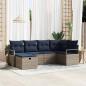 Preview: ARDEBO.de - Sofa Set mit Kissen Grau und Marineblau Poly-Rattan