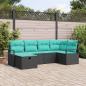 Preview: ARDEBO.de - Sofa Set 6 stk. 6-Sitzanzahl Schwarz und Türkis Poly-Rattan