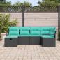 Preview: Sofa Set 6 stk. 6-Sitzanzahl Schwarz und Türkis Poly-Rattan