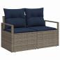 Preview: Sofa Set 7 Stk. Grau und Marineblau Poly-Rattan
