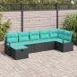 Preview: ARDEBO.de - Sofa Set 7 stk. 7-Sitzanzahl Schwarz und Türkis Poly-Rattan