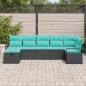 Preview: Sofa Set 7 stk. 7-Sitzanzahl Schwarz und Türkis Poly-Rattan