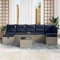 Preview: Sofa Set mit Kissen 8 pcs Grau und Marineblau Poly-Rattan