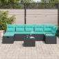 Preview: Sofa Set 8 stk. 7-Sitzanzahl Schwarz und Türkis Poly-Rattan