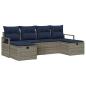 Preview: Sofa Set mit Kissen 6 pcs Grau und Marineblau Poly-Rattan