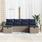 Preview: Sofa Set mit Kissen 6 pcs Grau und Marineblau Poly-Rattan