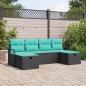 Preview: ARDEBO.de - Sofa Set 6 stk. 6-Sitzanzahl Schwarz und Türkis Poly-Rattan