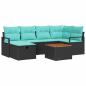 Preview: Gartensofa-set 7 stk. Schwarz Poly-Rattan