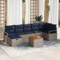 Preview: ARDEBO.de - Gartensofa-set mit Kissen mit Speicher 8 pcs Grau Poly-Rattan